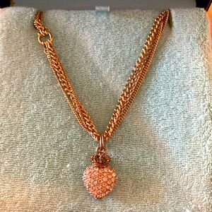 Juicy Couture multi strand gold necklace with Crystal heart pendant
